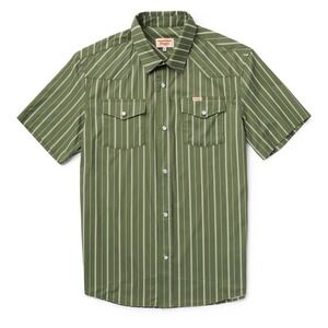 Seager El Ranchero Shirt Mens XL Olive/White Stripe Short Sleeve Western NWT